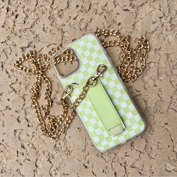 Walli Lime Green Checkered Purse Case iPhone14 - Picture 1 of 6